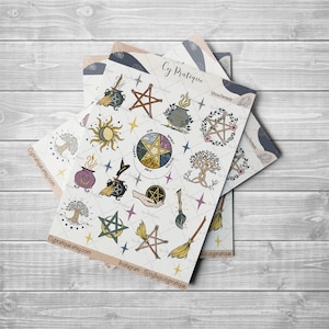 Wicca Pentacle Stickers | CyPratique | sticker board for your creative organization notebook, daily journal, planner etc.