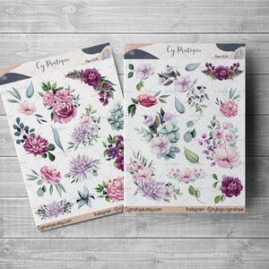 Stickers Fleurs | CyPratique | planche stickers pour votre carnet d'organisation créatif, journal quotidien, planner etc.