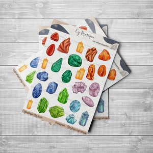 Stickers mes cristaux de guérison  | CyPratique | planche stickers pour carnet d'organisation créatif, journal quotidien, planner etc.