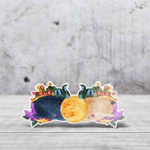 Autocollant Biches Lunaires Florales | Sticker vinyle die cut pour carnet d'organisation créatif, art Journal, Scrapbooking, ordinateur etc.