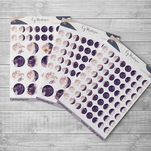 Lunar Phases Stickers | CyPractice | sticker board for your creative organizer, daily journal, planner etc.