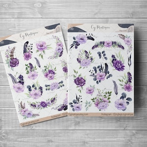 Stickers Fleurs | CyPratique | planche stickers pour carnet d’organisation créatif, journal quotidien, planner etc.