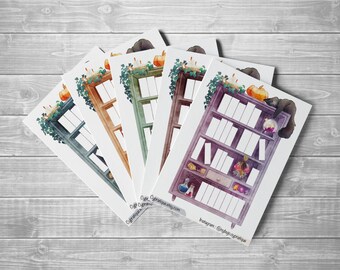 My Witch Books trackers stickers | CyPratique | sticker sheet for creative organization notebook, daily journal, planner etc.