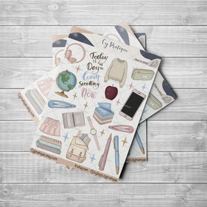 Stickers Back To School | CyPratique | planche de stickers pour votre carnet d'organisation créatif, journal quotidien, planner etc.