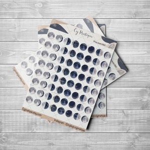 Lunar Phases Stickers | CyPratique | sticker board for your creative organization notebook, daily journal, planner etc.