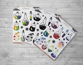 Celestial Potion Stickers | CyPractice | sticker board for your creative organizer, daily journal, planner etc.