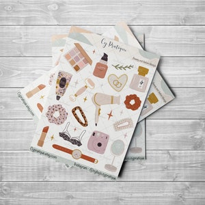 Stickers Beauty and fashion lifestyle | CyPratique | planche stickers pour carnet d'organisation créatif, journal quotidien, planner etc.