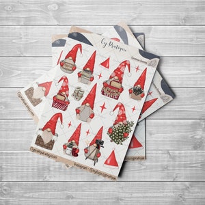 Stickers Christmas gnomes | CyPratique | planche stickers pour carnet d’organisation créatif, journal quotidien, planner etc.
