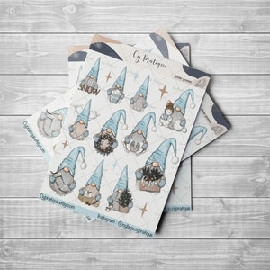 Stickers Winter Gnomes | CyPratique | planche stickers pour carnet d’organisation créatif, journal quotidien, planner etc.
