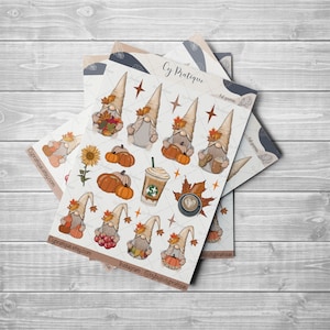 Stickers Fall gnomes | CyPratique | planche stickers pour votre carnet d'organisation créatif, journal quotidien, planner etc.