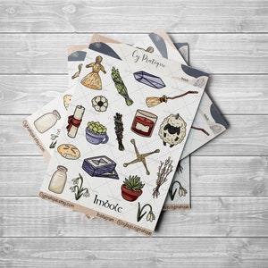 Stickers Imbolc | CyPratique | planche stickers pour votre carnet d'organisation créatif, journal quotidien, planner etc.