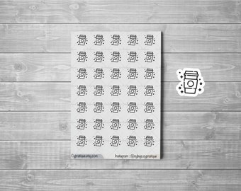 Mini Coffee icon stickers | CyPratique | sticker board for creative organization notebook, daily journal, planner etc.