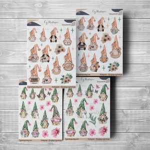 Stickers Spring Gnomes | CyPratique | planche stickers pour votre carnet d'organisation créatif, journal quotidien, planner etc.