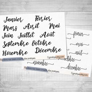 Stickers Les 12 mois | CyPratique | planche stickers pour votre carnet d’organisation créatif, journal quotidien, planner etc.