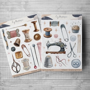 Stickers Couture | CyPratique | planche stickers pour votre carnet d'organisation créatif, journal quotidien, planner etc.