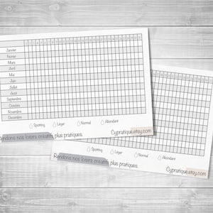 Stickers Period tracker | CyPratique | planche stickers pour carnet d’organisation créatif, journal quotidien, planner etc.