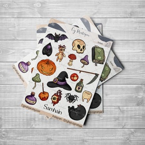 Stickers Samhain| CyPratique | planche stickers pour votre carnet d'organisation créatif, journal quotidien, planner etc.