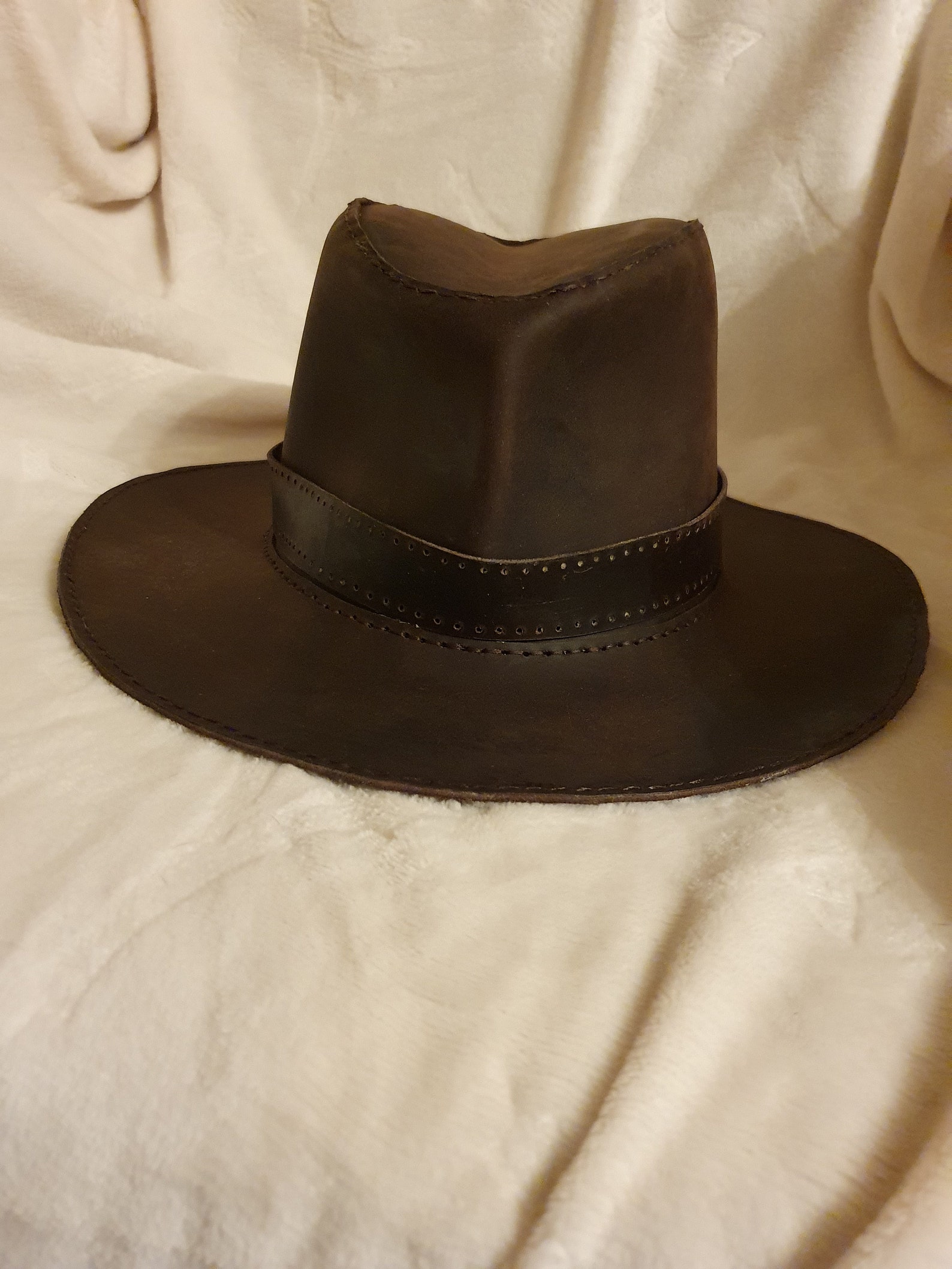 Leather Indiana Jones style hat Etsy