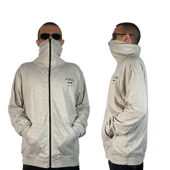 Face Covering Hoodie Jacket With Zipper 100% Cotton Breathable Fabric Has  Mask Gray -  Canada