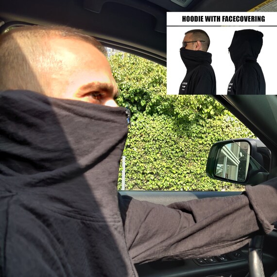 Face Covering Hoodie Jacket with Zipper 100 Cotton Etsy