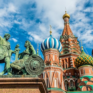 Moscow Landscape Photography Home Wall Decor Table Mantel Decor Russian Church Canvas Print St Basil&#39;s Cathedral Red Square architecture