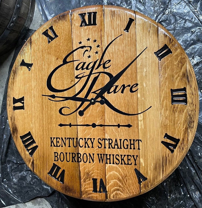 Reclaimed Bourbon/ Whiskey Barrel Head Wall Clocks Etsy