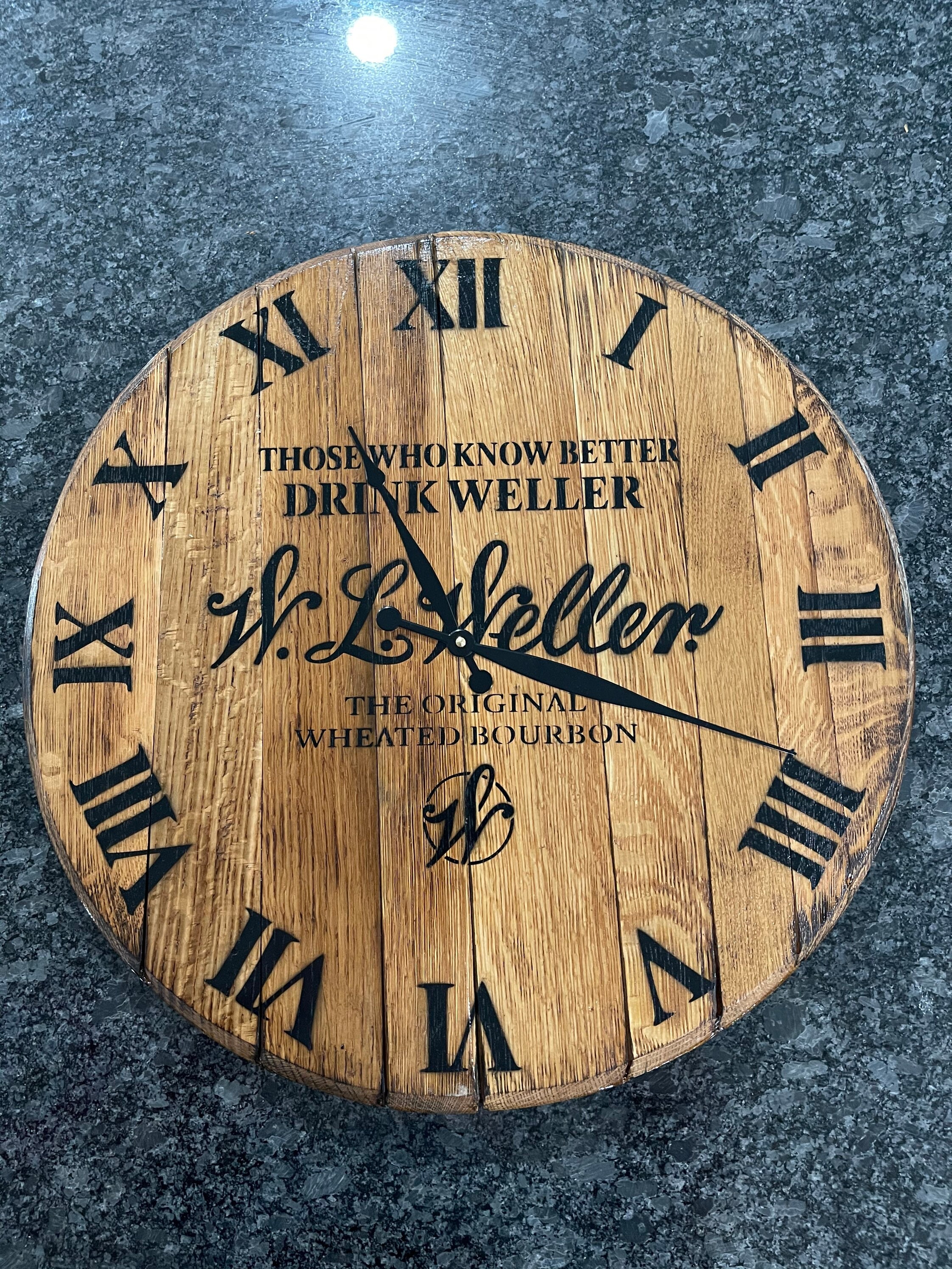 Reclaimed Bourbon Barrel Head Clocks 21 Diameter Etsy