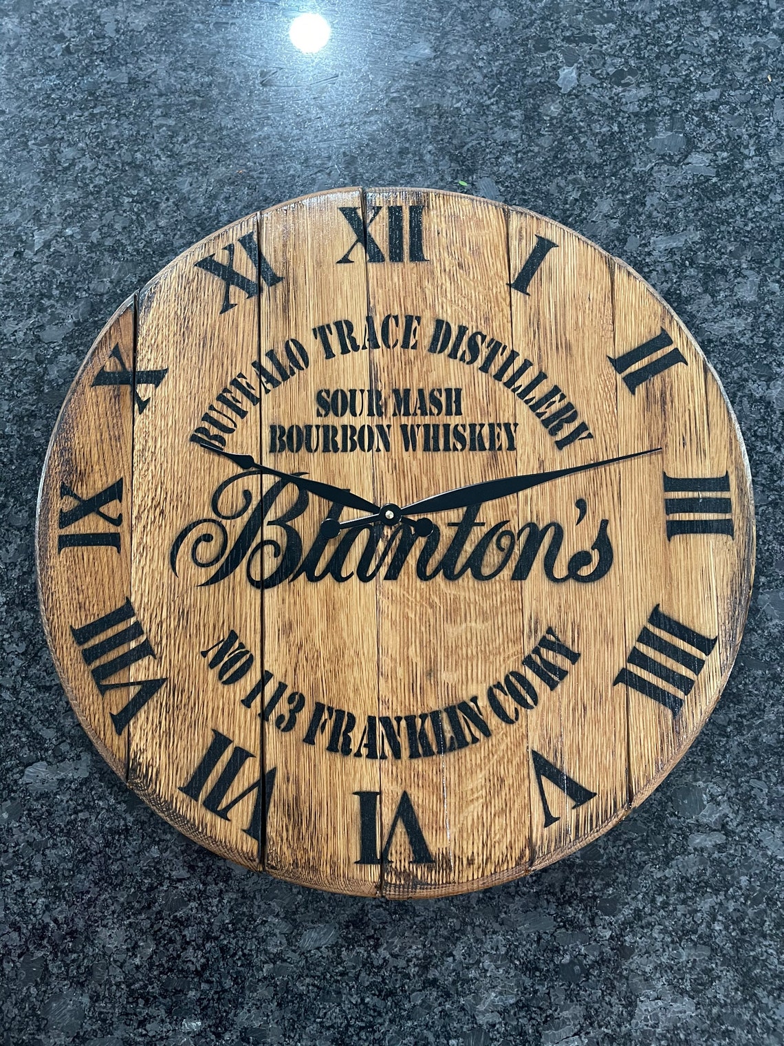 Reclaimed Bourbon Barrel Head Clocks 21 Diameter Etsy