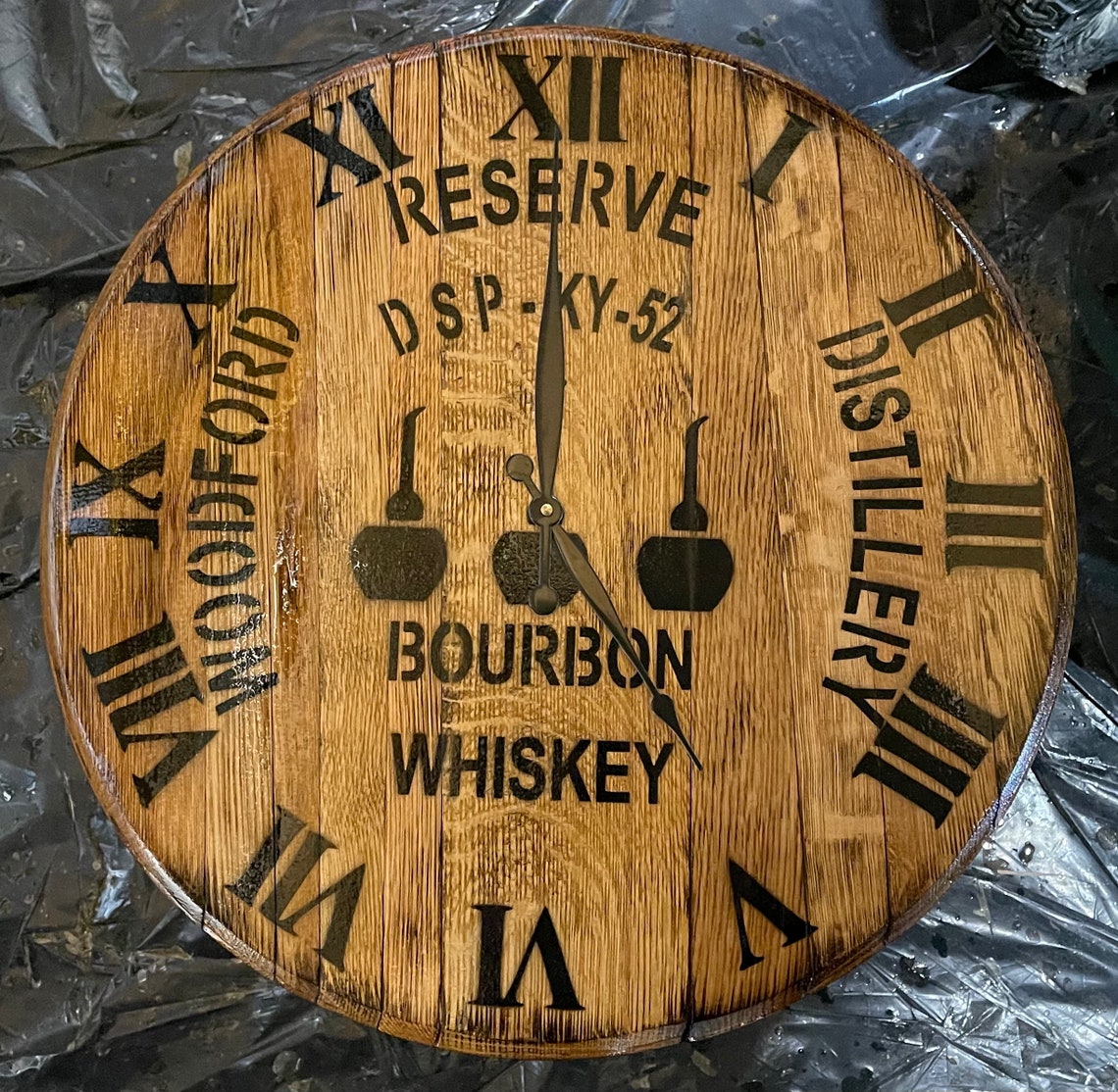 Reclaimed Bourbon/ Whiskey Barrel Head Wall Clocks Etsy