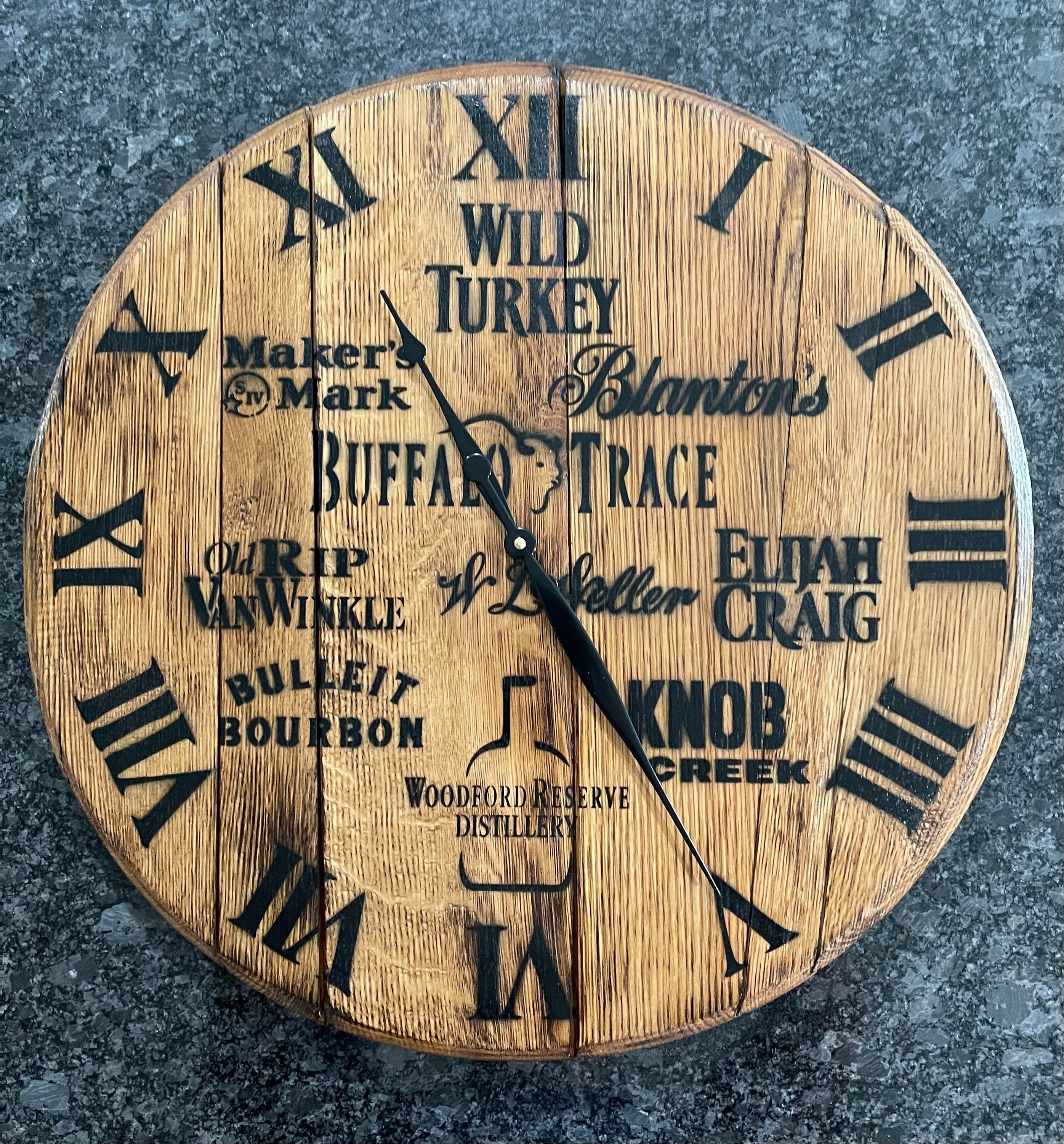 Bourbon Barrel Head Clocks Etsy