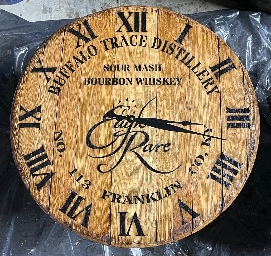 Reclaimed Bourbon/ Whiskey Barrel Head Wall Clocks Etsy