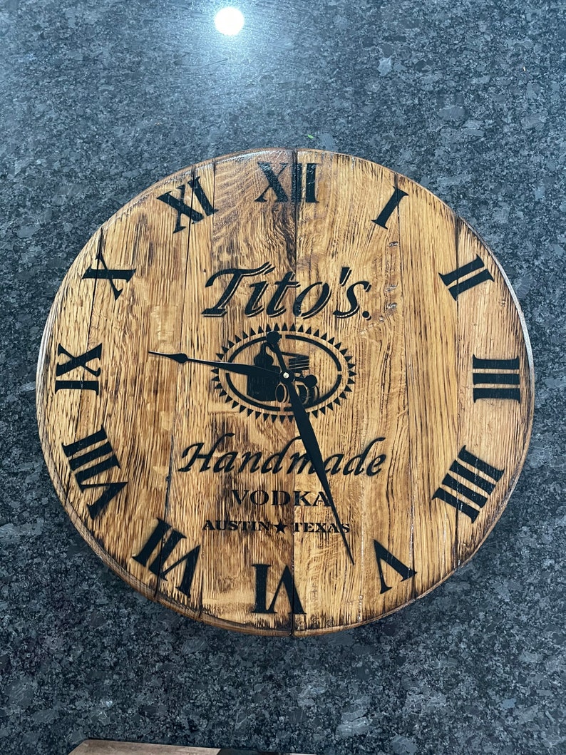 Reclaimed Bourbon Barrel Head Clocks 21 Diameter Etsy