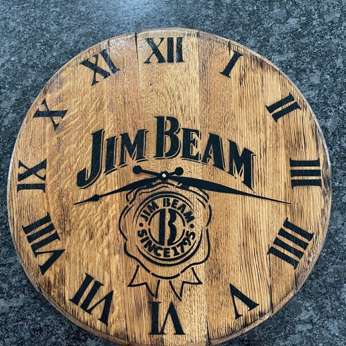 Reclaimed Bourbon Barrel Head Clocks 21 Diameter Etsy