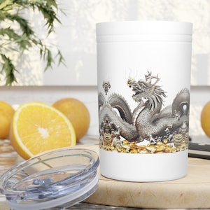 Personalized Vacuum Insulated Tumbler S/steel 11oz Silver Dragon 2024 Chinese New Year Vacation Gift for Dragon lovers Groomsmen bridesmaid