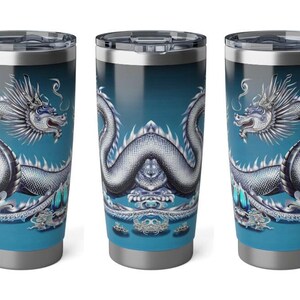 Personalized Blue Dragon Tumbler Ssteel 20oz 2024 Chinese New Year Lucky Dragon Gift for Christmas Dragon fan housewarming travel tumbler