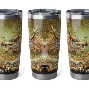 Personalized Jade Dragon Tumbler Ssteel 20oz 2024 Chinese New Year Lucky Dragon Gift for Christmas Dragon fan housewarming travel tumbler