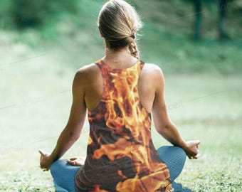 Fire flames Racerback Tank top, Casual women top, Gift for Her/Wife/Girlfriend/Mom/Aunt/Thanksgiving/Christmas/Birthday/Summer/Anniversary