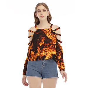 Flames Top Hollow shoulder Straps halloween costume cosplay pirate partywear beach pool cocktail party gift for her honeymoon bridal gift
