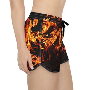 Flames pocket Casual Shorts Gym Yoga Beach Valentine Vacation Gift for Wife Birthday/Bridal Baby Shower gift/Anniversary Mothers Day gift