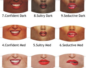 9 Set Red Lip Smiles-Realistic Face Mask,Washable,Cute Thoughtful Funny Gifts for Her/Him,Valentine&#39;s Gift,Birthday Gift,Mother&#39;s Day gift