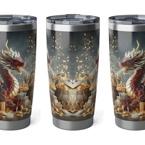 Personalized Double Dragon Tumbler Ssteel 20oz 2024 Chinese New Year Dragon vacation tumbler Gift for Dragon lover housewarming new job