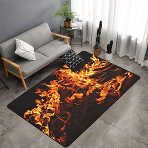 Fire Flames Non slip Dornier Rugs,home decor,Housewarming gift,Easter Gift, Mothers Day Gift, Birthday Gifts for Her,Game room gifts for Him