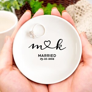 Personalized Ring Dish Ceramic Gift for Wedding Engagement Bachelorette Party Jewelry Holder Bridal Gift for Bride wife Girlfriend Birthday
