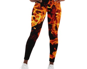 Flames Women&#39;s Leggings,CasualWear,Halloween costume Gifts for Her/Aunt/Sister/Christmas,Birthday/Anniversary/GirlFriends,athleisure wear