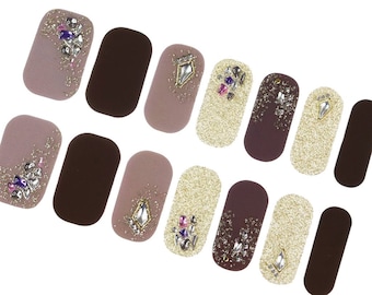 Transparent Nail Wraps / Glitter Nail Wraps New Years / Grey 3D Nail Strips / Elegant Unique Nail Wrap / Korean Nail Wraps Free Shipping USS
