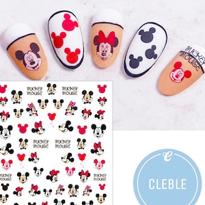 Princess Mickey Cartoon Nail Art Stickers Cartoon Nail Stickers Mouse Ears  Decor Valentines red Hearts red Polka dots Love Nail Art Kits (5)