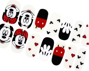 Mickey Cute Nail Wraps / Minnie Nail Polish Strips / Heart Nail Stickers / Anime Nails / Love Disney Nail Wraps Free Shipping in US