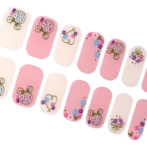 Mickey Mouse Cute Nail Wraps / Disneyworld Minnie Nail Polish Strips / Spring Pastel Nail Stickers / Heart Pink Neutral Overlay Nail Wraps Minnie