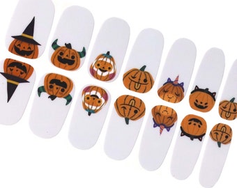 Halloween Pumpkin Cartoon Nail Wraps - Fall Nail Stickers