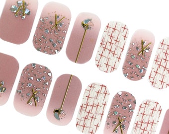 Roze Ombre Lente Nail Wraps / Pastel Elegante Nagel Strips / Tweed 3D Nail Wraps / Nail Wraps voor Vrouwen / Glitter Nail Wraps Gratis Verzending